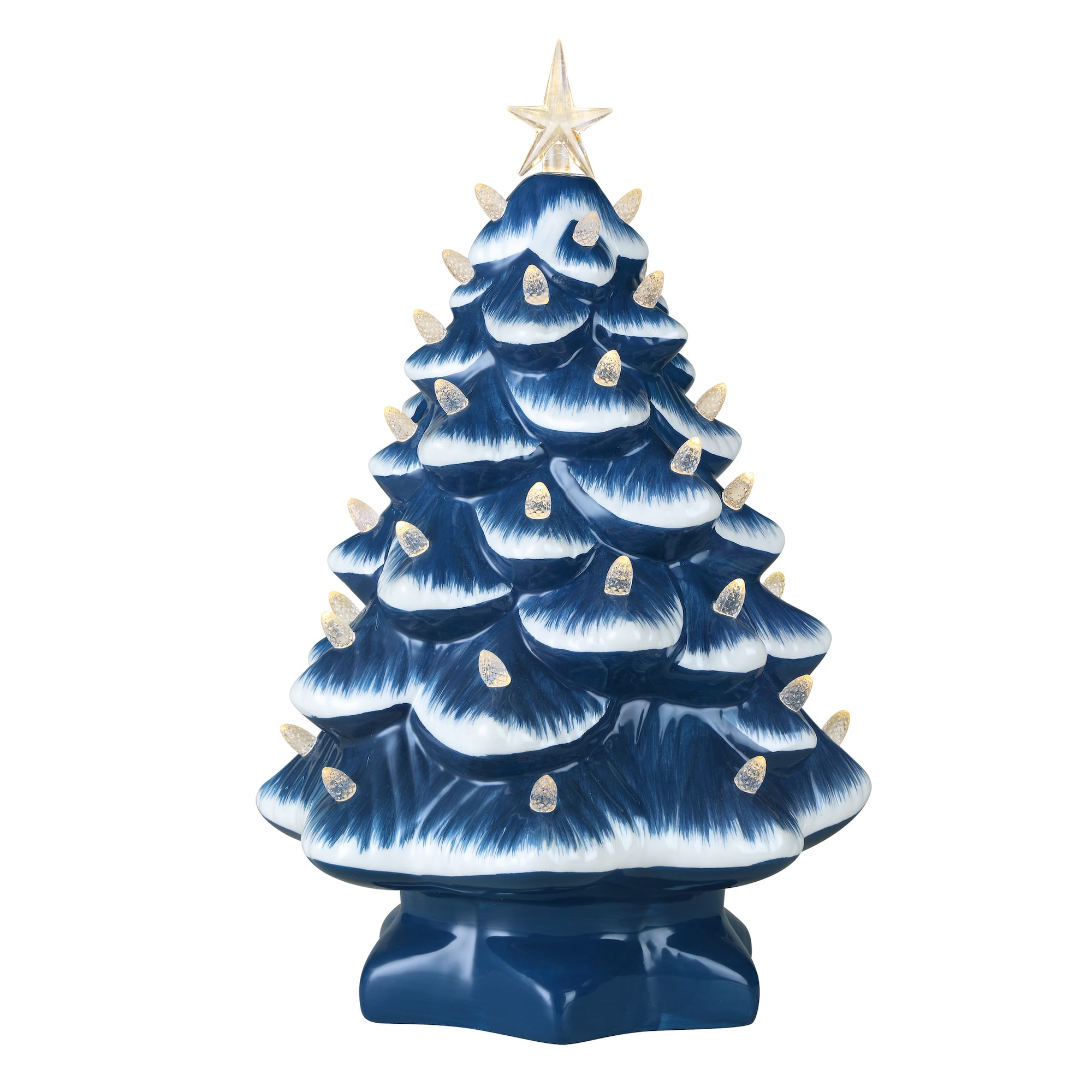 Mr. Christmas 14" Blue with White Bulbs Nostalgic Ceramic Tree